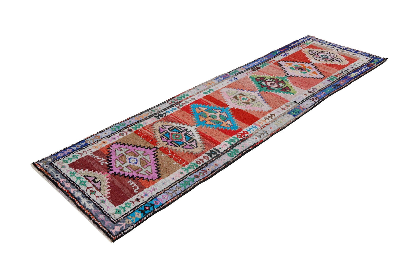 3x9 Runner rug ,Turkish Oushak Vintage Runner Rug, Eclectic Fine Aztec Runner rug, Hallway Boho Kitchen rug, One of a kind, Rug Runner, 7230