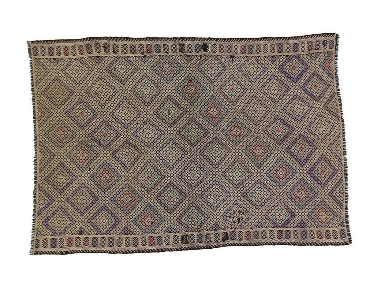 5x7 Area Muted Kilim rug, Fine Handmade Pastel Kilim rug ,Turkish Vintage Kilim rug, Office rug, Bedroom rug, Flat weave ,8215