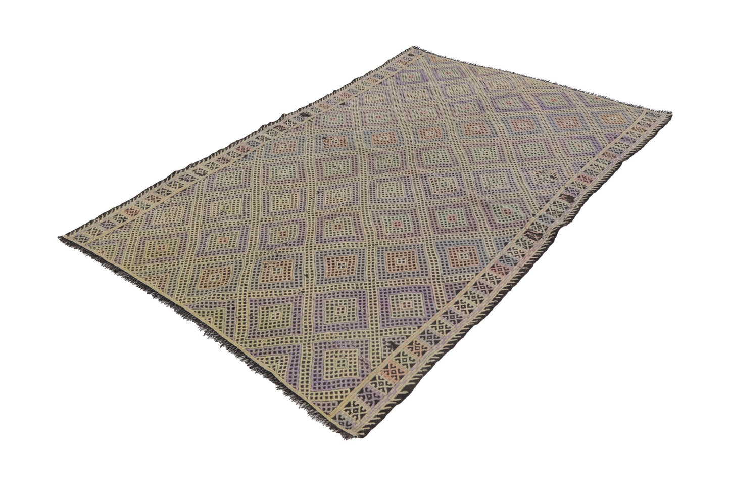 5x7 Area Muted Kilim rug, Fine Handmade Pastel Kilim rug ,Turkish Vintage Kilim rug, Office rug, Bedroom rug, Flat weave ,8215
