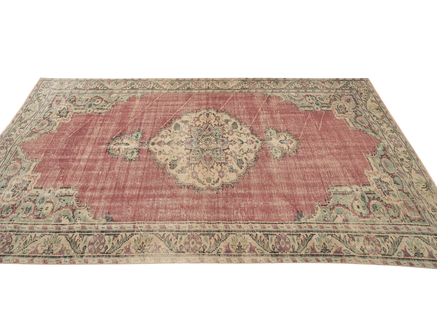 Vintage Oushak Rug, Turkish Handmade Rug, Area Faded Rug, Entryway Rug, Neutral Floor Rug, Bohemian Rug, Turkish Carpet, Rug 6x10, 12037