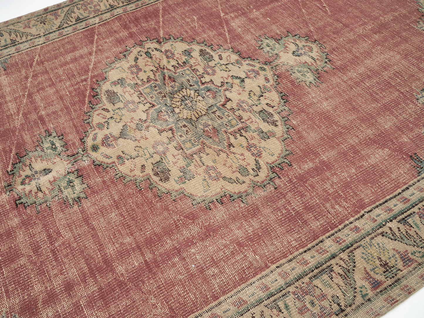 Vintage Oushak Rug, Turkish Handmade Rug, Area Faded Rug, Entryway Rug, Neutral Floor Rug, Bohemian Rug, Turkish Carpet, Rug 6x10, 12037