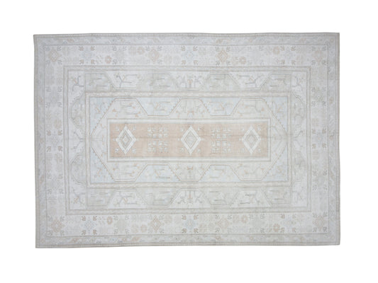 Turkish Vintage Rug, Handmade Area Rug, Oushak Muted Rug, Living Room Rug, Coastal Decor, Turkey Rug, Vintage Carpet, Rug 9x12, 12329