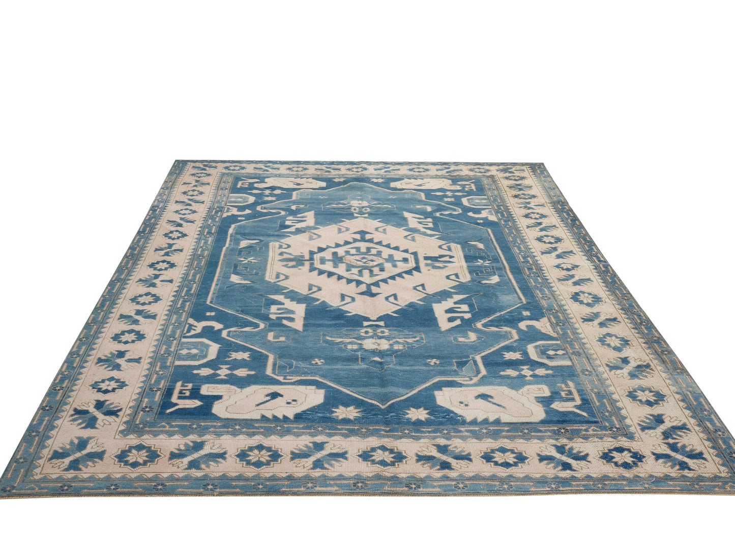 8x10 Navy Blue Turkish Rug, Oushak Turkish Vintage Rug, Anatolia Turkey Wool Rug, Geometric rug, Scandinavian rug, Handmade rug, 10028
