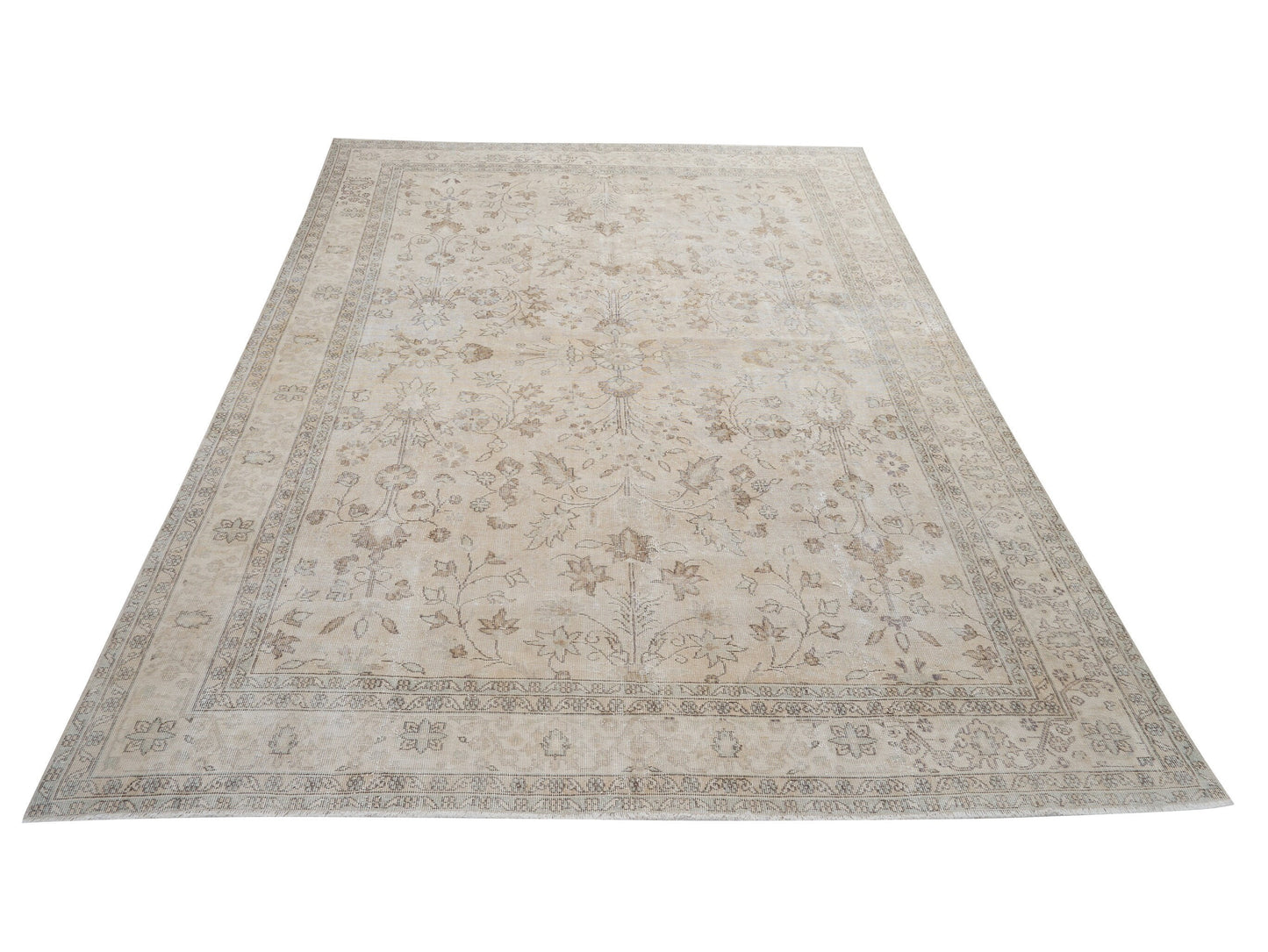 Antique Beige Turkish Carpet rug, 8x12 Oushak Vintage Area Rug, Scandinavian Neutral Rug, Faded rug, Oversize rug, Large rug 8x12, 12230