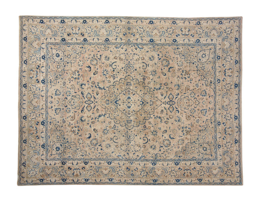 Faded Beige Blue Persian Area Large rug 10x12, Turkish Vintage Oushak Rug 10x12, Handmade Oversize Carpet rug, Turkey Anatolia rug, 8027