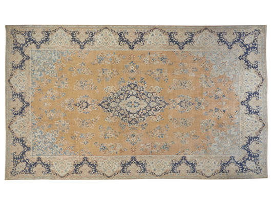 Orange Blue Oversize Large Vintage Rug 10x16, Oushak Rug, Turkish rug, Vintage Rug, Handmade rug, Area Rug, Carpet rug, Boho decor, 8028
