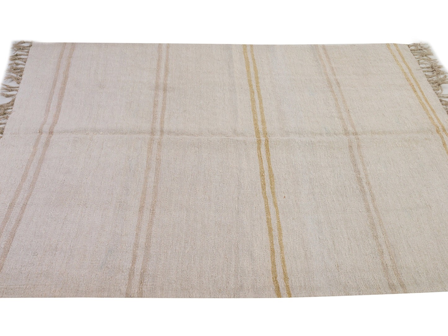 White Area Hemp Kilim rug, Vintage Turkish Kilim Rug 5x8, Handmade rug, Living room rug, Contemporary decor, Modern rug, 9686