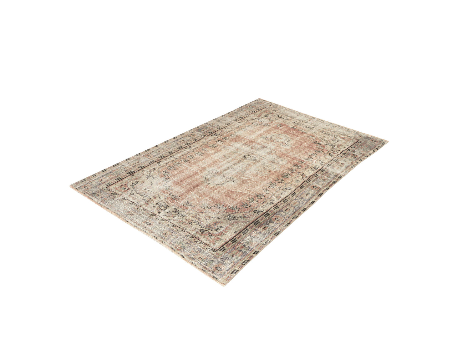 Handmade Area Rug, Turkish Vintage Rug, Oushak Antique Rug, Neutral Faded Rug, Office Rug, Turkish Carpet, Bohemian Rug, Rug 5x7, 11566
