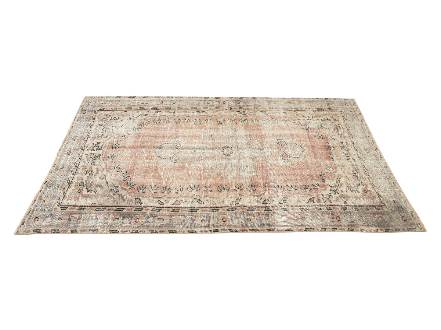 Handmade Area Rug, Turkish Vintage Rug, Oushak Antique Rug, Neutral Faded Rug, Office Rug, Turkish Carpet, Bohemian Rug, Rug 5x7, 11566