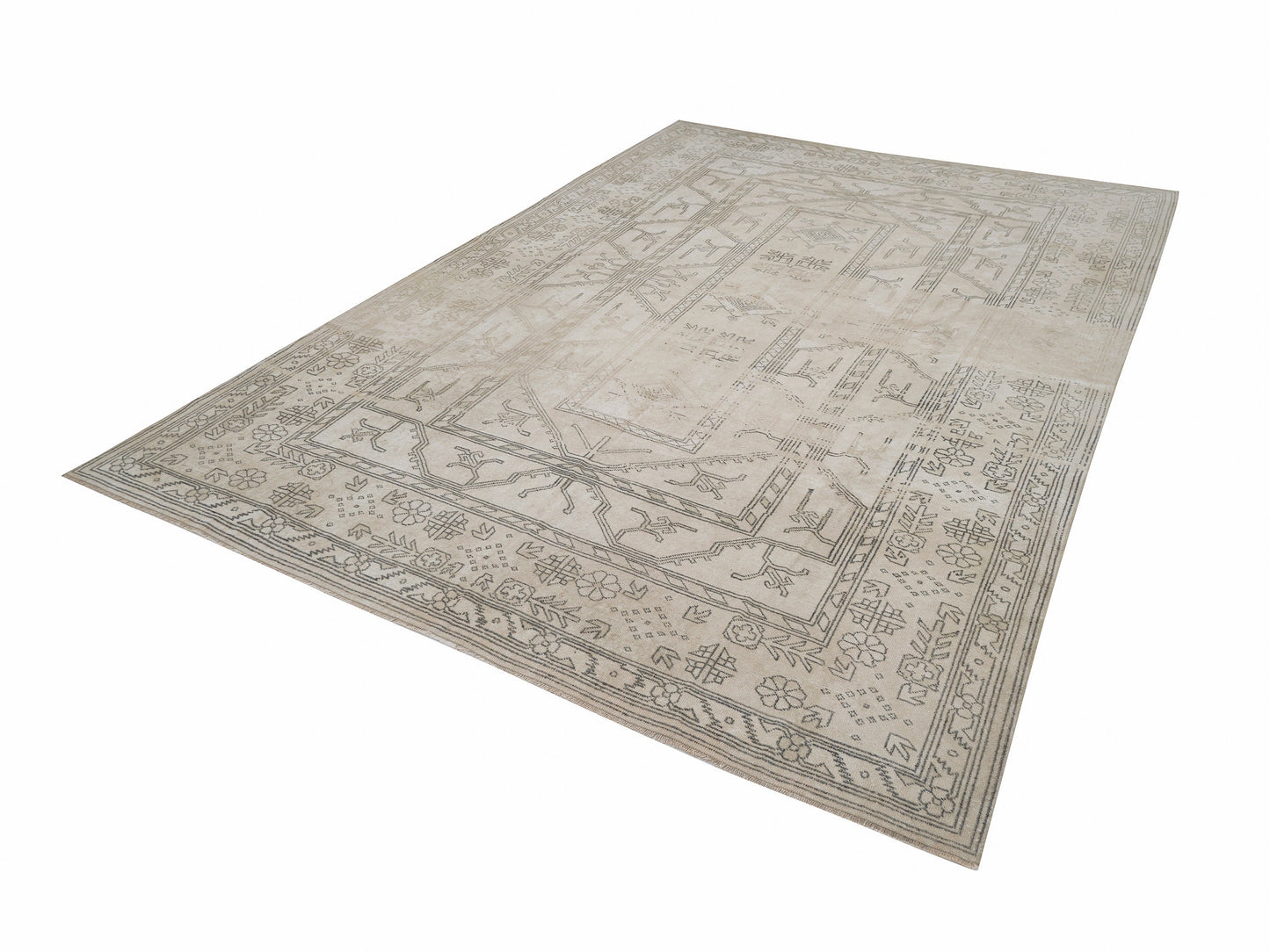 Turkish Rug 8x11, Handmade Area Unique Rug, Vintage Oushak Rug, Neutral Rug, Large Rug, Living Room Rug, Oversize Rug, Oushak Carpet, 12269