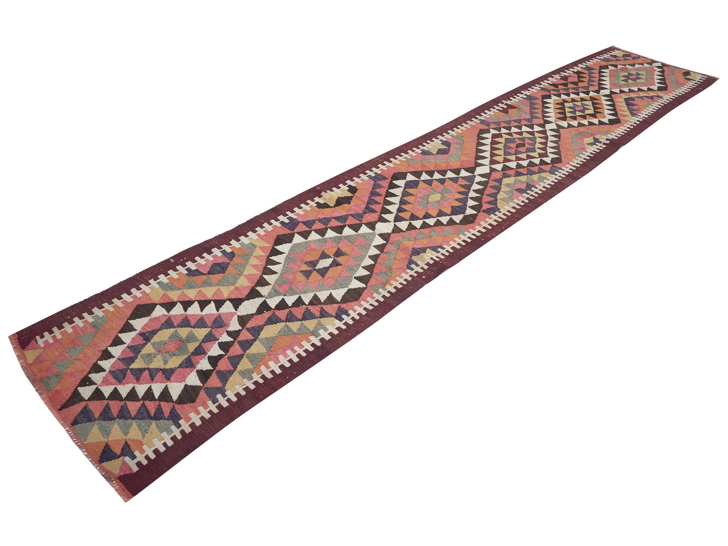 Turkish Vintage Runner Rug, Oushak Faded Runner Rug, Handmade Runner Rug, Kilim Runner, Kitchen Runner, Anatolia Rug, Runner Rug 3x14, 11297