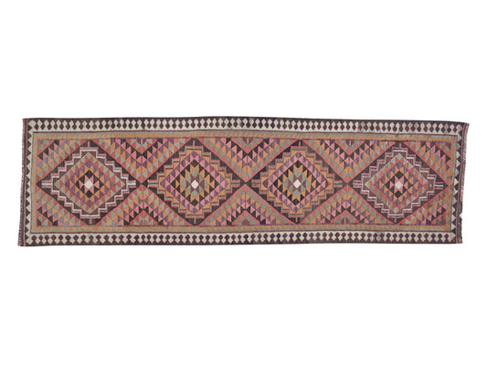 Turkish Kilim Runner Rug, Vintage Antique Runnner Rug, Oushak Eclectic Runner Rug, Bohemian Rug, Hallway Runner, Runner Rug 3x10, 11346