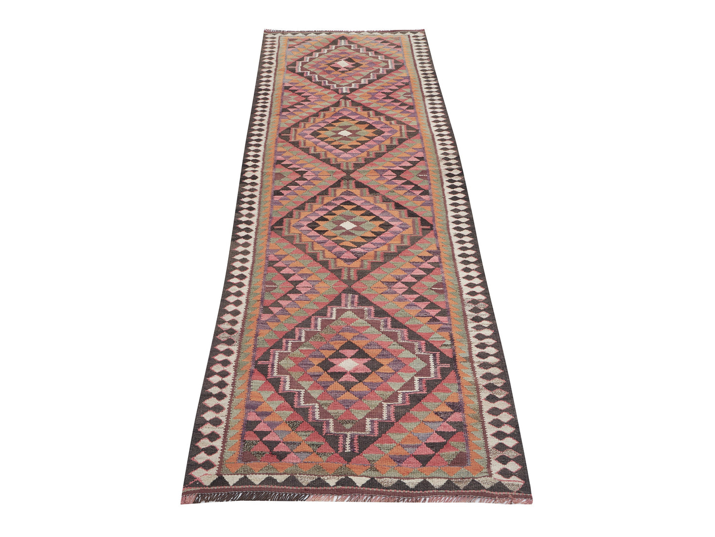 Turkish Kilim Runner Rug, Vintage Antique Runnner Rug, Oushak Eclectic Runner Rug, Bohemian Rug, Hallway Runner, Runner Rug 3x10, 11346