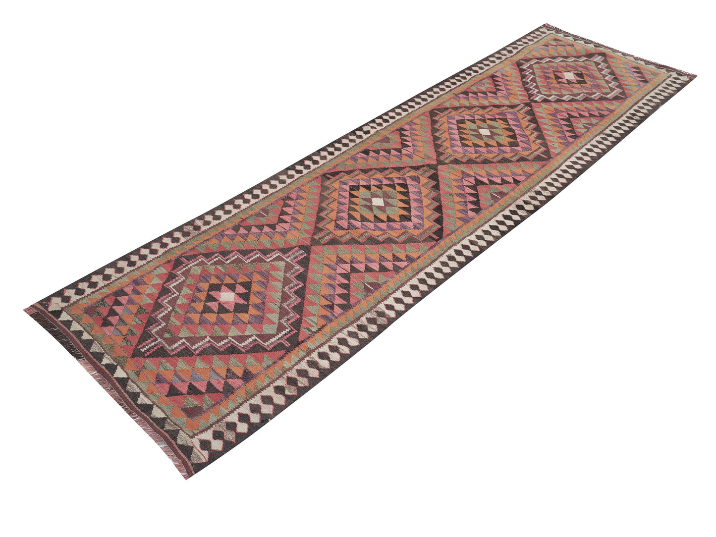 Turkish Kilim Runner Rug, Vintage Antique Runnner Rug, Oushak Eclectic Runner Rug, Bohemian Rug, Hallway Runner, Runner Rug 3x10, 11346