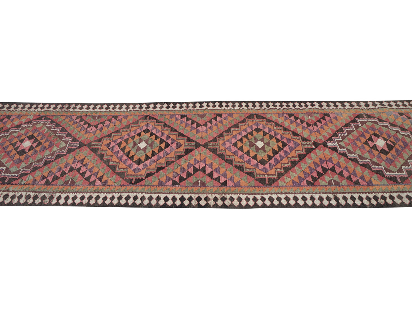 Turkish Kilim Runner Rug, Vintage Antique Runnner Rug, Oushak Eclectic Runner Rug, Bohemian Rug, Hallway Runner, Runner Rug 3x10, 11346
