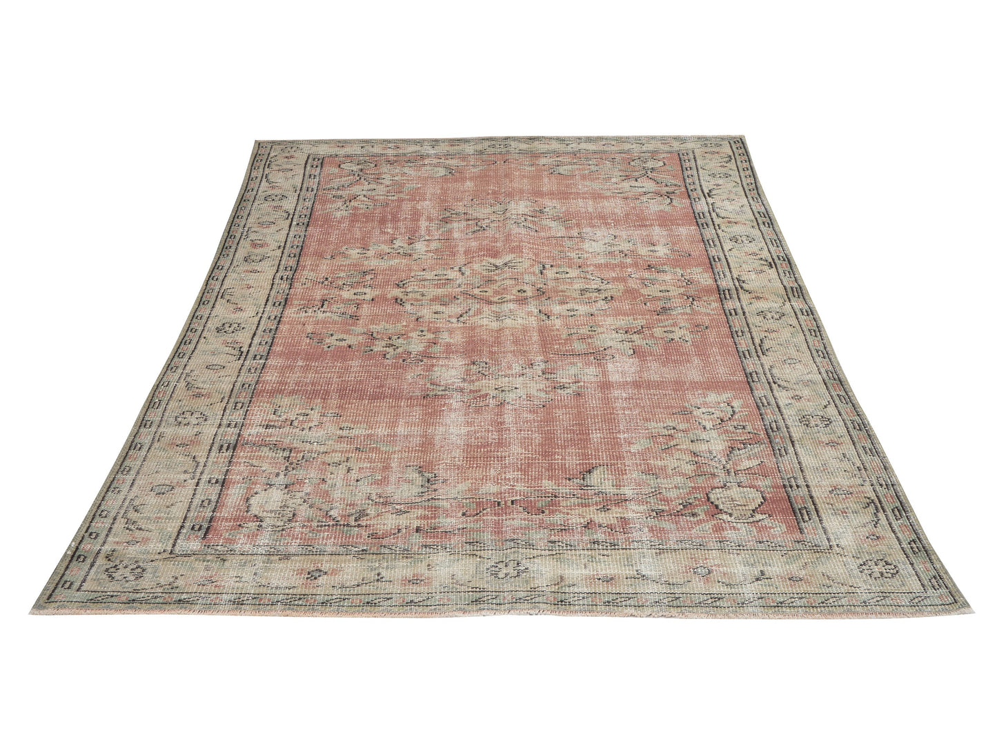 Turkish Vintage Rug, Handmade Area Rug, Oushak Antique Rug, Neutral Muted Rug, Bedroom Rug, Turkey Rug, Rug 6x8, Vintage Carpet, 12145