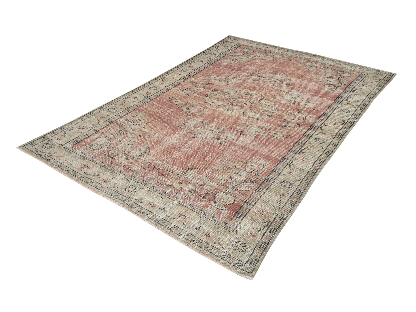 Turkish Vintage Rug, Handmade Area Rug, Oushak Antique Rug, Neutral Muted Rug, Bedroom Rug, Turkey Rug, Rug 6x8, Vintage Carpet, 12145