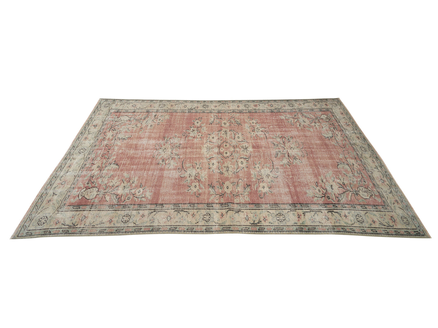 Turkish Vintage Rug, Handmade Area Rug, Oushak Antique Rug, Neutral Muted Rug, Bedroom Rug, Turkey Rug, Rug 6x8, Vintage Carpet, 12145
