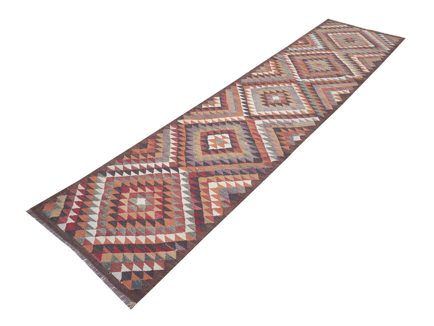 Vintage Oushak Runner Rug, Turkish Handmade Runner Rug, Entryway Rug, Bohemian Rug, Runner Rug 3x12, Anatolia Rug, Kilim Runner Rug, 11295