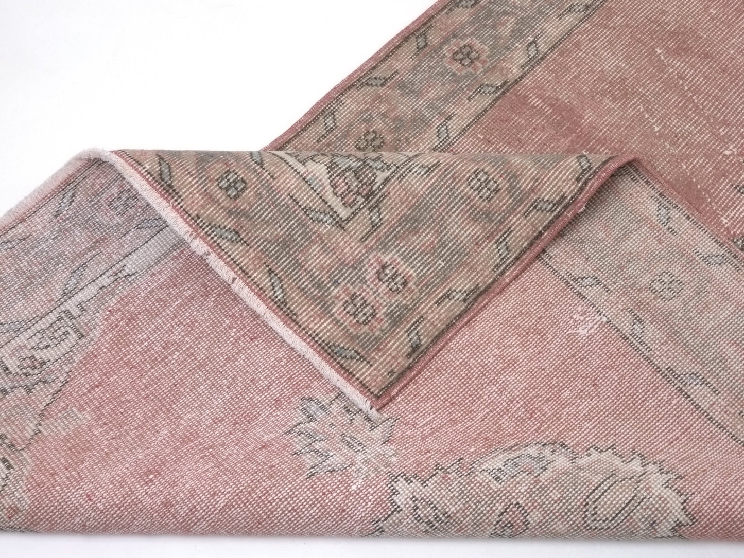 3x12, Turkish Vintage Oushak Runner rug 3x12, Handmade Boho Carpet Runner, Hallway Rug, Kitchen rug, Pink Runner rug, 3x12 Rug runner, 8787