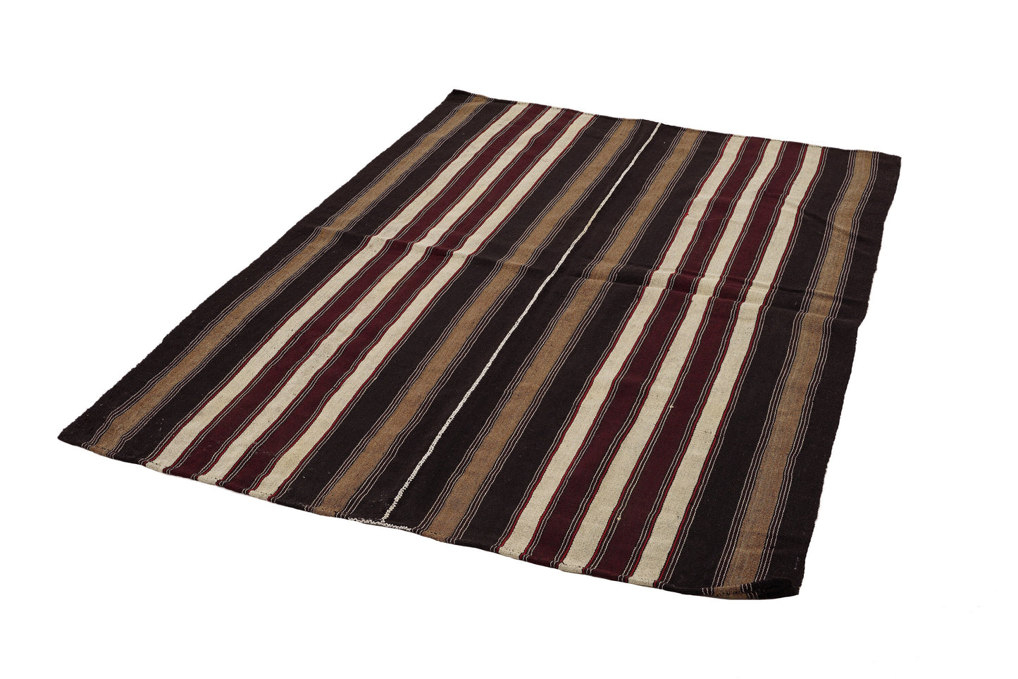 Turkish Vintage Kilim Rug, Handmade Antique Kilim Rug, Area Striped Kilim Rug, Living Room Rug, Kilim Rug 5x7, Goat Hair Rug, 12810