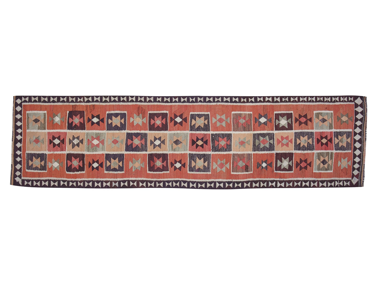 Turkish Eclectic Runner Rug, Handmade Antique Runner Rug, Vintage Oushak Runner Rug, Hallway Runner, Anatolia Rug, Runner Rug 3x12, 11350