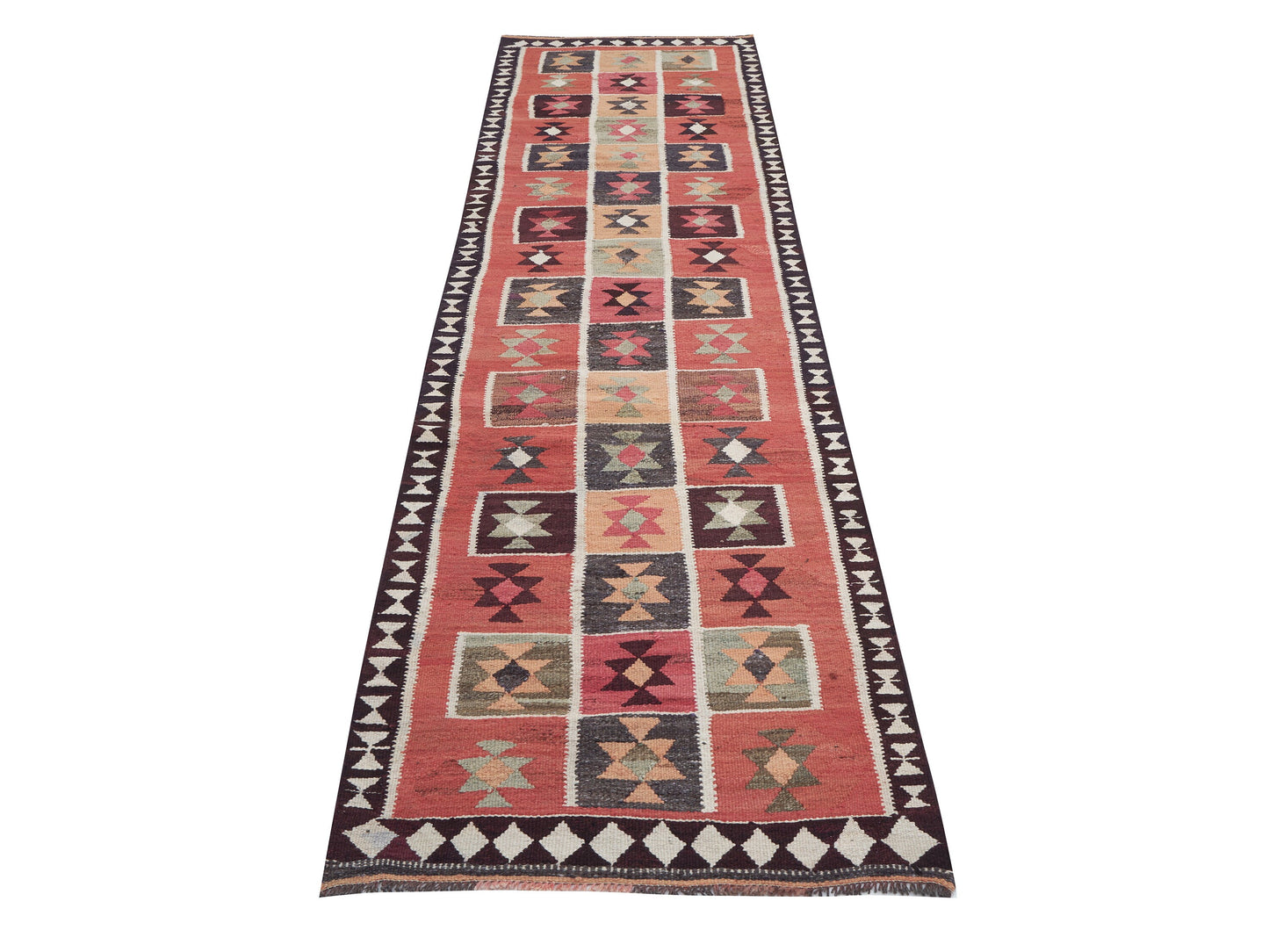 Turkish Eclectic Runner Rug, Handmade Antique Runner Rug, Vintage Oushak Runner Rug, Hallway Runner, Anatolia Rug, Runner Rug 3x12, 11350
