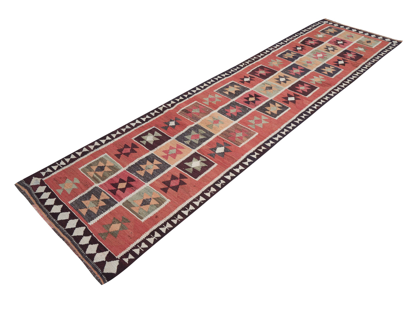 Turkish Eclectic Runner Rug, Handmade Antique Runner Rug, Vintage Oushak Runner Rug, Hallway Runner, Anatolia Rug, Runner Rug 3x12, 11350