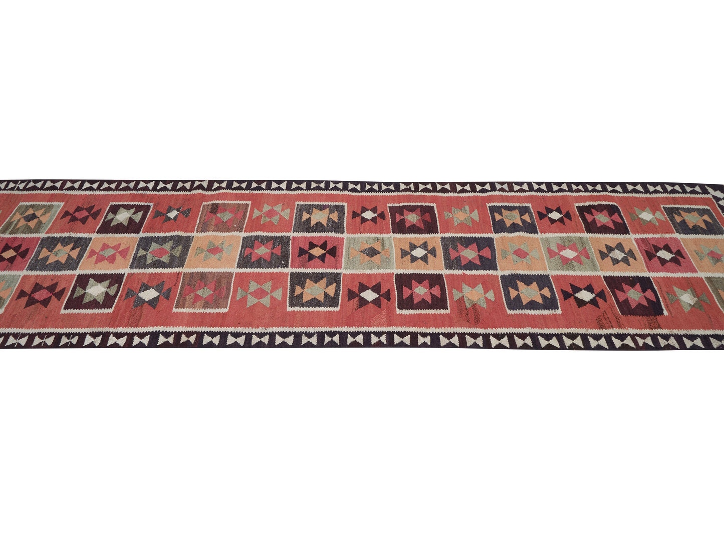 Turkish Eclectic Runner Rug, Handmade Antique Runner Rug, Vintage Oushak Runner Rug, Hallway Runner, Anatolia Rug, Runner Rug 3x12, 11350