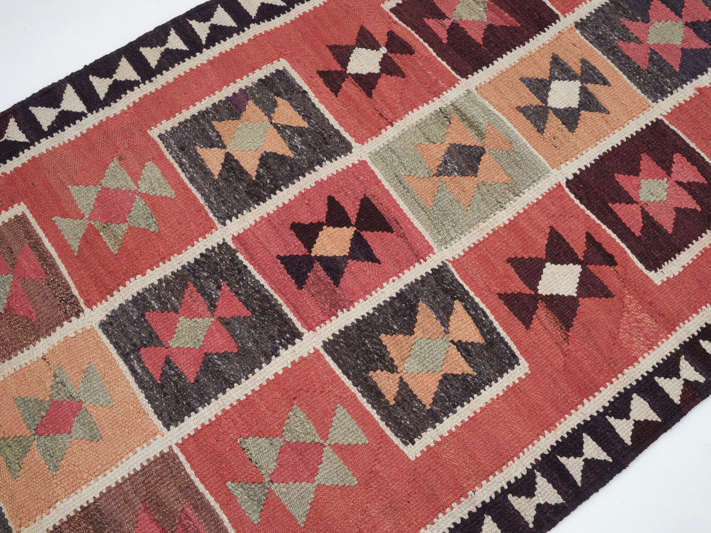 Turkish Eclectic Runner Rug, Handmade Antique Runner Rug, Vintage Oushak Runner Rug, Hallway Runner, Anatolia Rug, Runner Rug 3x12, 11350