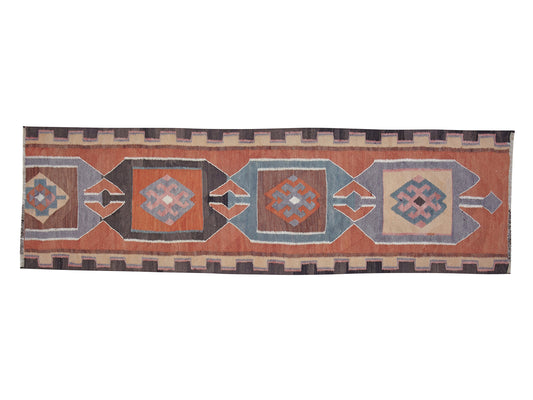 Oushak Handmade Runner Rug, Vintage Antique Runner, Hallway Runner, Anatolia Rug, Turkish Kilim Runner Rug, Runner Rug 3x11, 11345