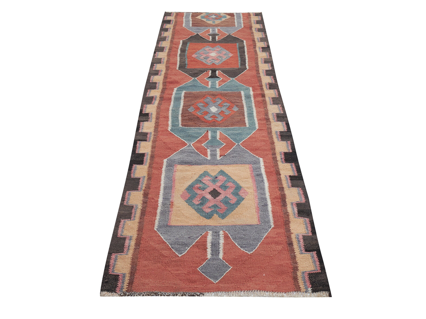 Oushak Handmade Runner Rug, Vintage Antique Runner, Hallway Runner, Anatolia Rug, Turkish Kilim Runner Rug, Runner Rug 3x11, 11345