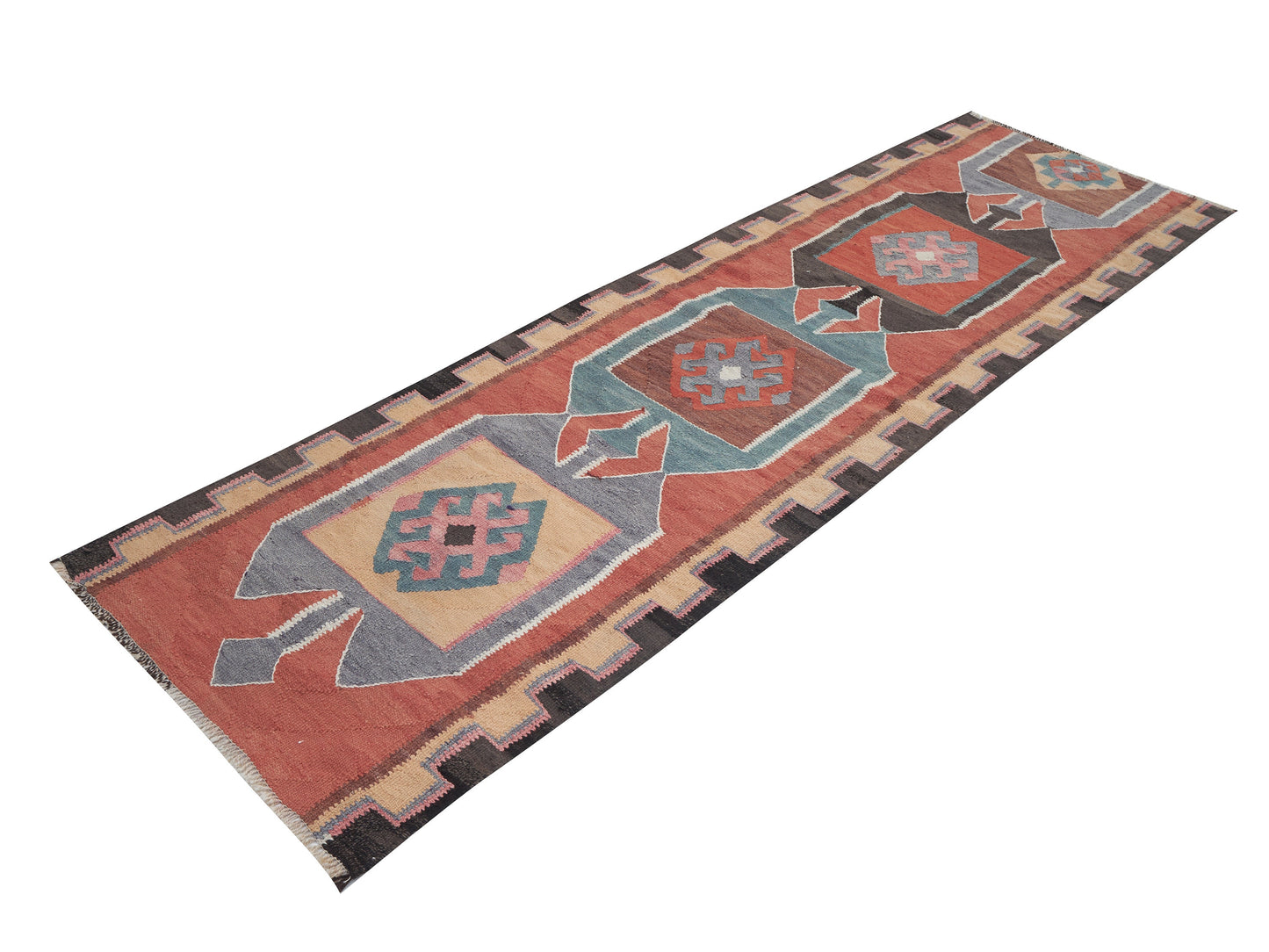 Oushak Handmade Runner Rug, Vintage Antique Runner, Hallway Runner, Anatolia Rug, Turkish Kilim Runner Rug, Runner Rug 3x11, 11345