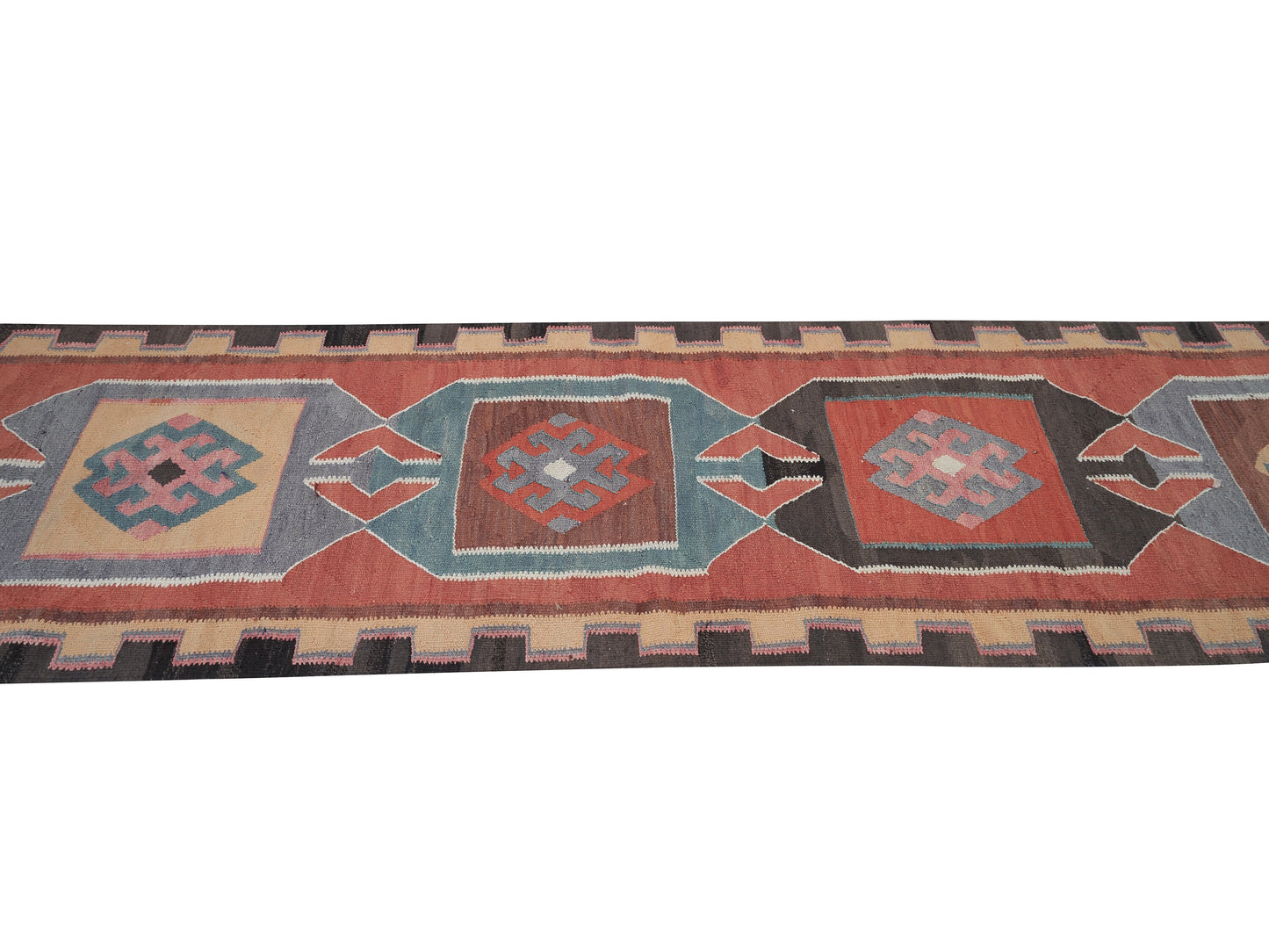 Oushak Handmade Runner Rug, Vintage Antique Runner, Hallway Runner, Anatolia Rug, Turkish Kilim Runner Rug, Runner Rug 3x11, 11345