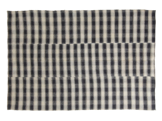 Vintage Black Plaid Kilim Rug, Turkish Handmade Kilim Rug, Area Striped Kilim Rug, Farmhouse Decor, Office Rug, Kilim Rug 5x6, 12891