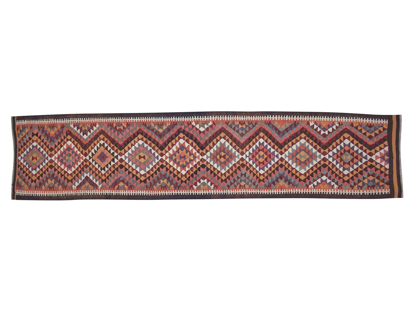 Runner Rug 3x12, Oushak Handmade Runner Rug, Vintage Faded Rug, Turkish Kilim Runner Rug, Rug Runner, Bohemian Rug, Anatolia Rug, 11391