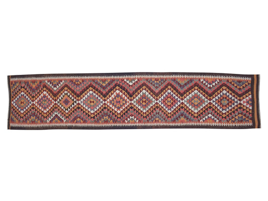 Runner Rug 3x12, Oushak Handmade Runner Rug, Vintage Faded Rug, Turkish Kilim Runner Rug, Rug Runner, Bohemian Rug, Anatolia Rug, 11391