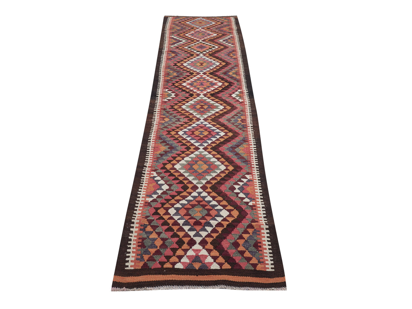 Runner Rug 3x12, Oushak Handmade Runner Rug, Vintage Faded Rug, Turkish Kilim Runner Rug, Rug Runner, Bohemian Rug, Anatolia Rug, 11391