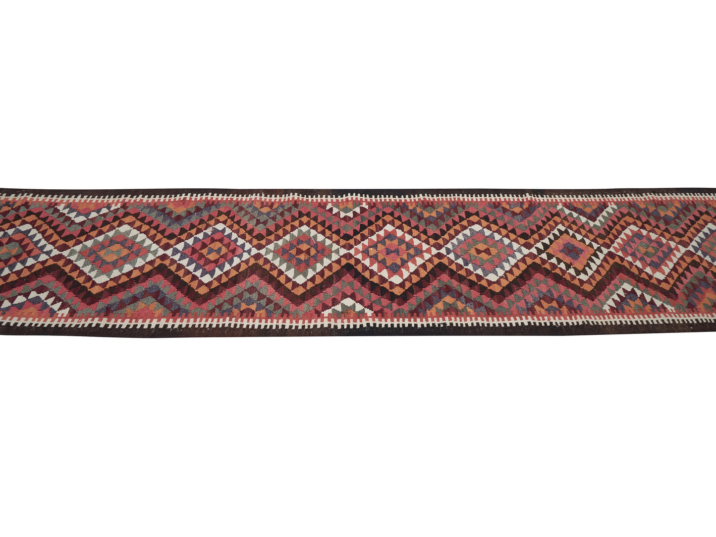 Runner Rug 3x12, Oushak Handmade Runner Rug, Vintage Faded Rug, Turkish Kilim Runner Rug, Rug Runner, Bohemian Rug, Anatolia Rug, 11391