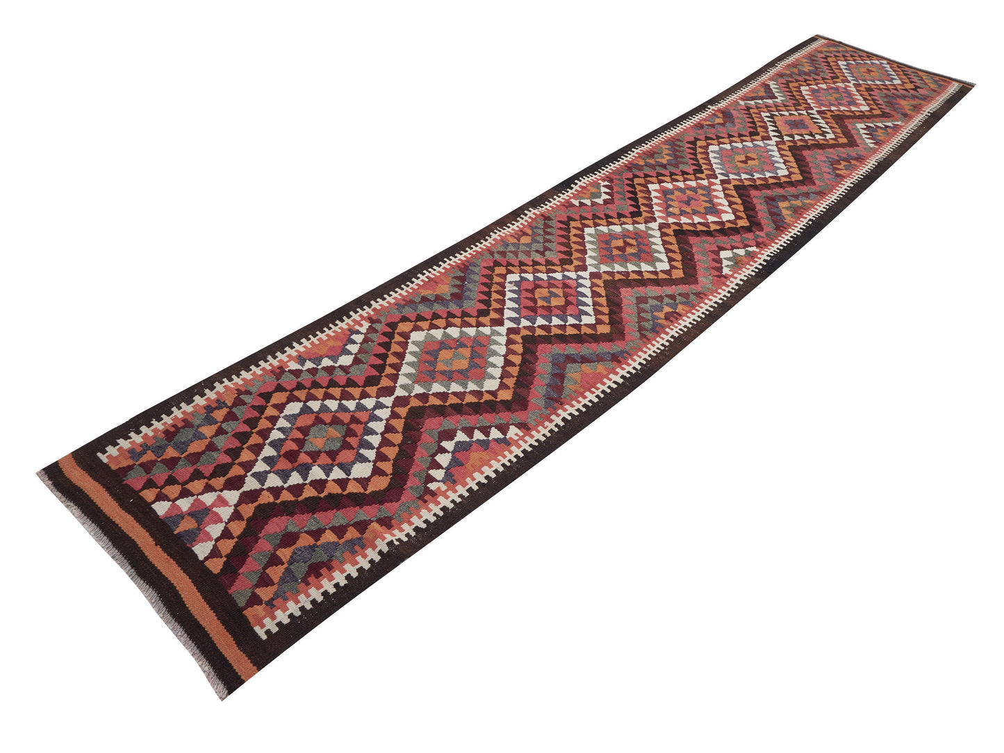 Runner Rug 3x12, Oushak Handmade Runner Rug, Vintage Faded Rug, Turkish Kilim Runner Rug, Rug Runner, Bohemian Rug, Anatolia Rug, 11391
