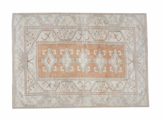 Vintage Handmade Rug, Turkish Oushak Rug, Neutral Area Rug, Office Rug, Bohemian Rug, Anatolia Eclectic Rug, Carpet Rug, Rug 5x7, 12534