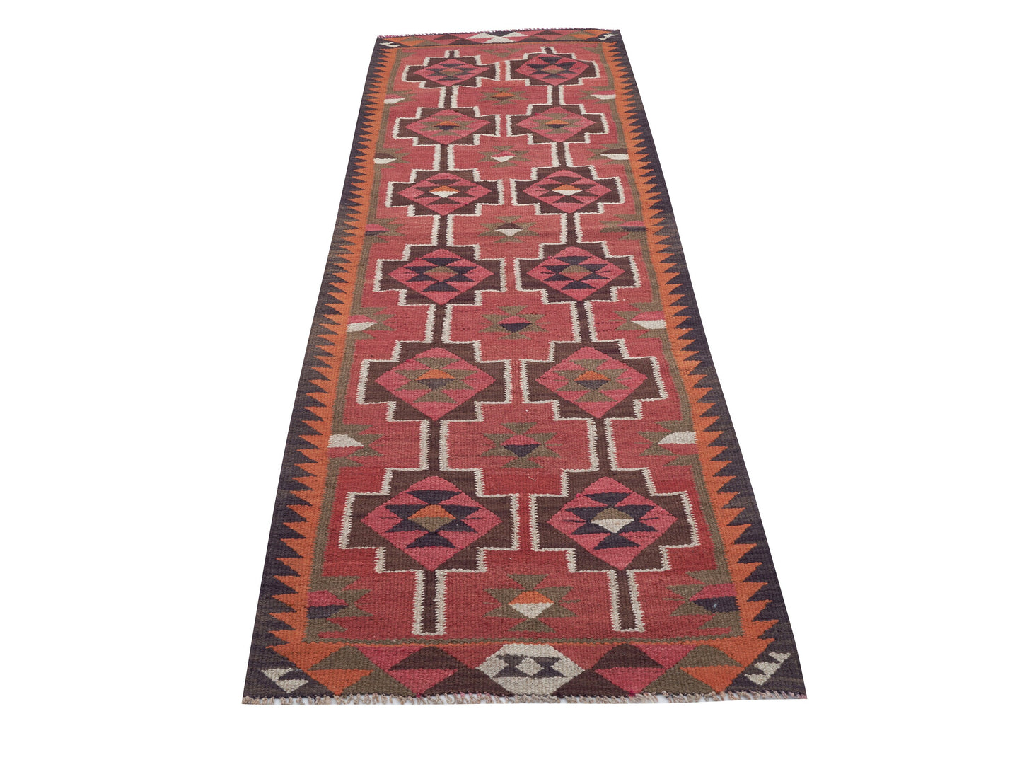Turkish Kilim Runner Rug, Vintage Oushak Runner Rug, Handmade Eclectic Runner Rug, Anatolia Rug, Kilim Runner Rug, Runner Rug 3x10, 11303