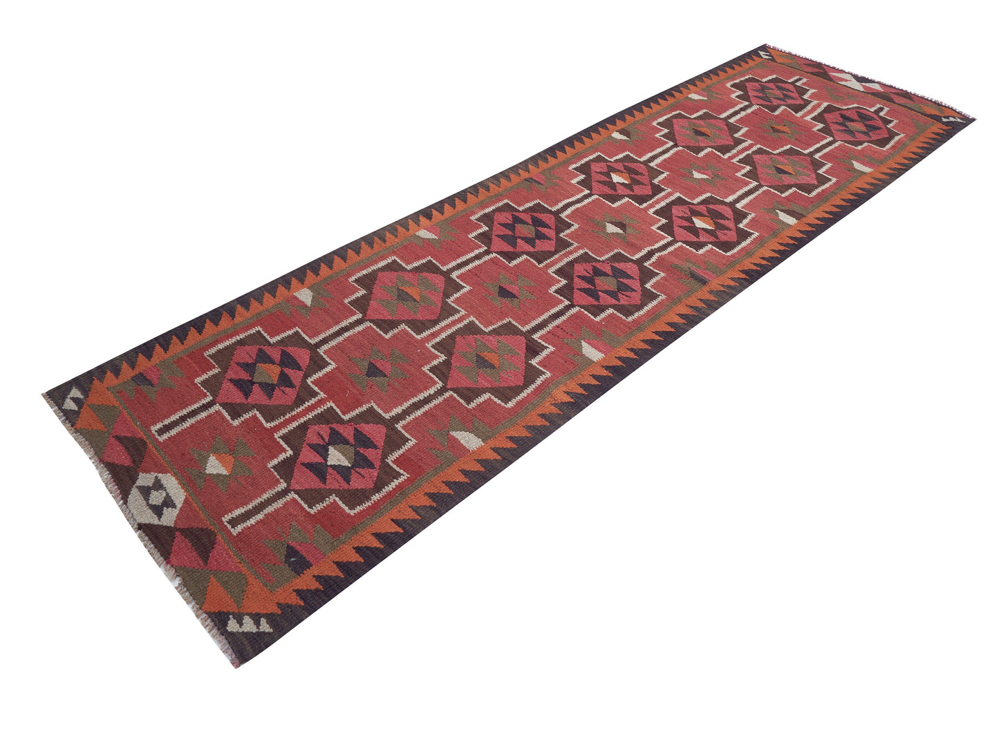Turkish Kilim Runner Rug, Vintage Oushak Runner Rug, Handmade Eclectic Runner Rug, Anatolia Rug, Kilim Runner Rug, Runner Rug 3x10, 11303