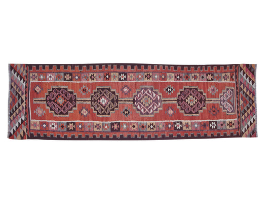 Kilim Runner Rug, Oushak Vintage Runner Rug, Turkish Eclectic Runner Rug, Kitchen Runner, Rug Runner, Bohemian Rug, Runner Rug 3x10, 11313