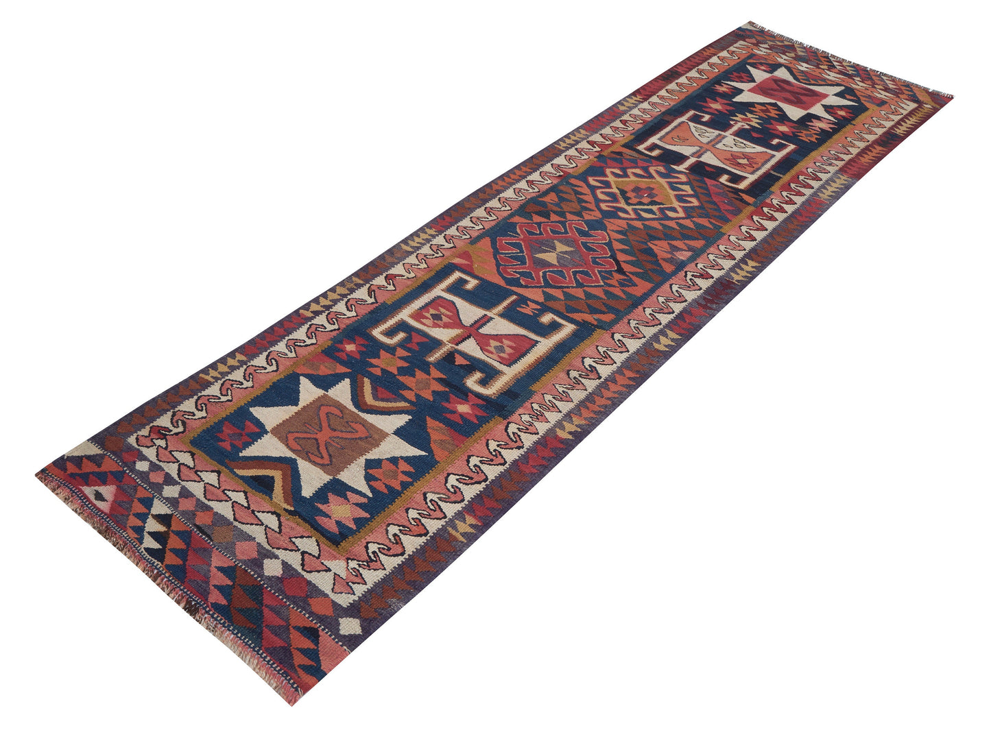 Turkish Handmade Runner Rug, Vintage Antique Runner Rug, Oushak Eclectic Runner Rug, Rug Runner 3X10, Anatolia Rug, Kilim Runner, 11312