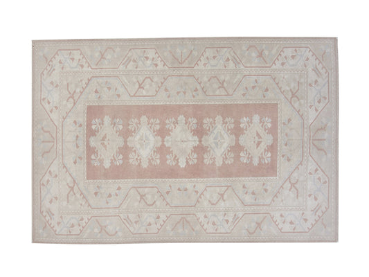Oushak Handmade Area Rug, Turkish Vintage Unique Rug, Office Rug, Contemporary Decor, Oushak Carpet, Neutral Floor Rug, Rug 5x8, 12425