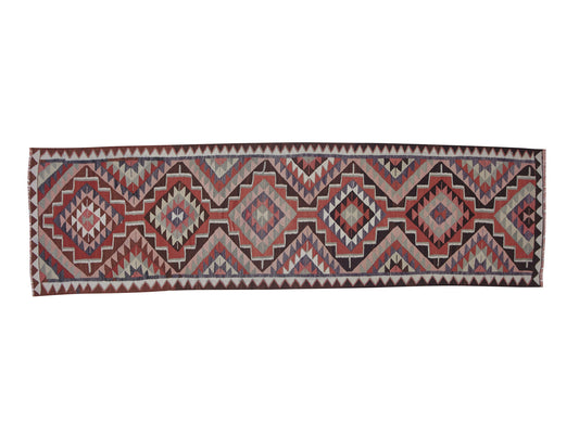 Vintage Runner, Oushak Runner, Turkish Runner, Handmade Runner Rug, Kilim Runner Rug, Hallway Runner, Runner Rug 3x11, Long Runner, 11423