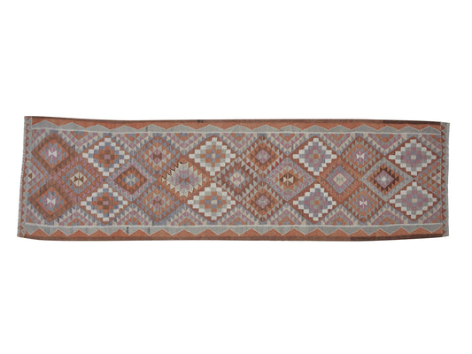 Runner Rug 3x11, Turkish Handmade Runner Rug, Vintage Oushak Runner Rug, Long Narrow Runner Rug, Kilim Runner Rug, Kitchen Runner, 11424