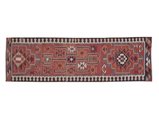 Turkish Vintage Runner Rug, Handmade Runner Rug, Oushak Kilim Runner Rug, Runner Rug 3x10, Kitchen Runner, Anatolia Rug, Bohemian Rug, 11437