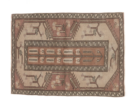 Entryway Vintage rug , Small Oushak rug, Door mat 3x4 rug, Turkish Anatolian rug, Handmade rug, Antique rug, Bath mat rug,Neutral rug , 8639